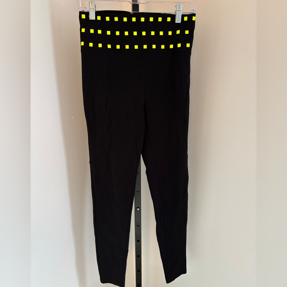 bebe Black Pants with Yellow Accents